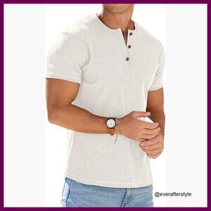 Men's Muscle Henley Shirt Lightweight Workout T-Shirt Gym Tee